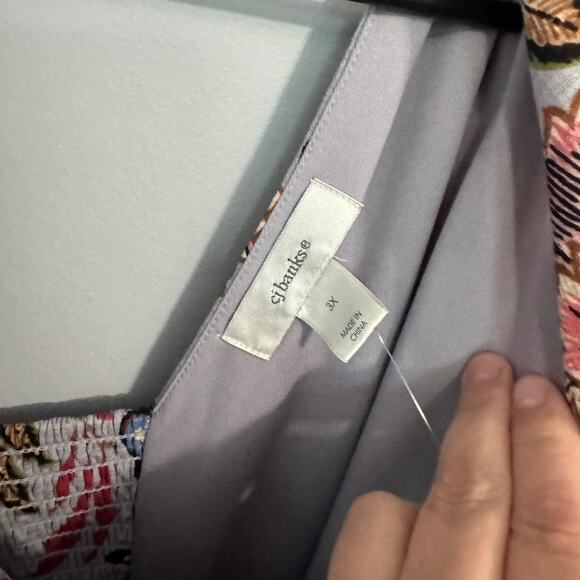 NWT CJ Banks Light Blue Floral Sleeveless Dress Plus Size 3X Elastic Fit Waist - Picture 7 of 10